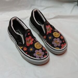 Vans Toddler Radically Happy Black Floral Slip-On Shoes Size 11 Preowned